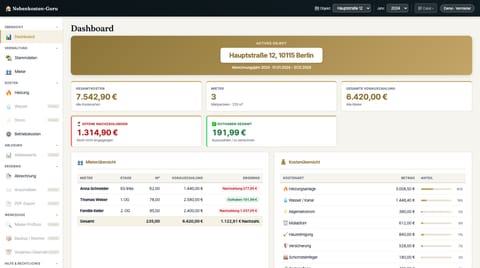 Nebenkosten-Guru: Übersicht einer Abrechnung
